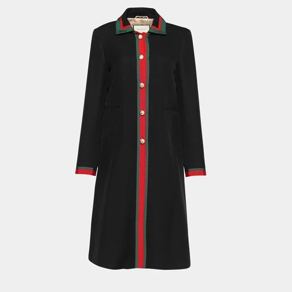 Gucci Black Coat with Red and Green Trim - Picture 5 of 15